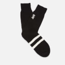 Les Girls Les Boys Women's Embroidered Cotton Mid Calf Socks - Black