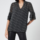 MICHAEL MICHAEL KORS Women's Circle Logo Bell Sleeve Top - Black/White