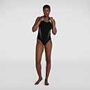 Damen Placement Laneback Badeanzug in Schwarz