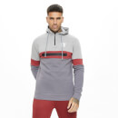 Men's Carbon Panel Quarter Zip Hoodie - Anthracite/Silver/Red