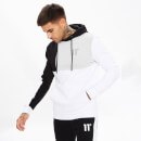 Men's Boxy Block Pullover Hoodie - Black/Light Grey/White