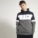 Men's Colour Block Pullover Hoodie - Charcoal/Navy/White