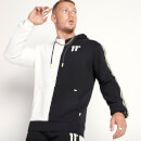 Men's Colour Block Pullover Hoodie - Black/White/Limeaide