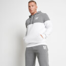 Men's Colour Block Pullover Hoodie - White/Charcoal Marl