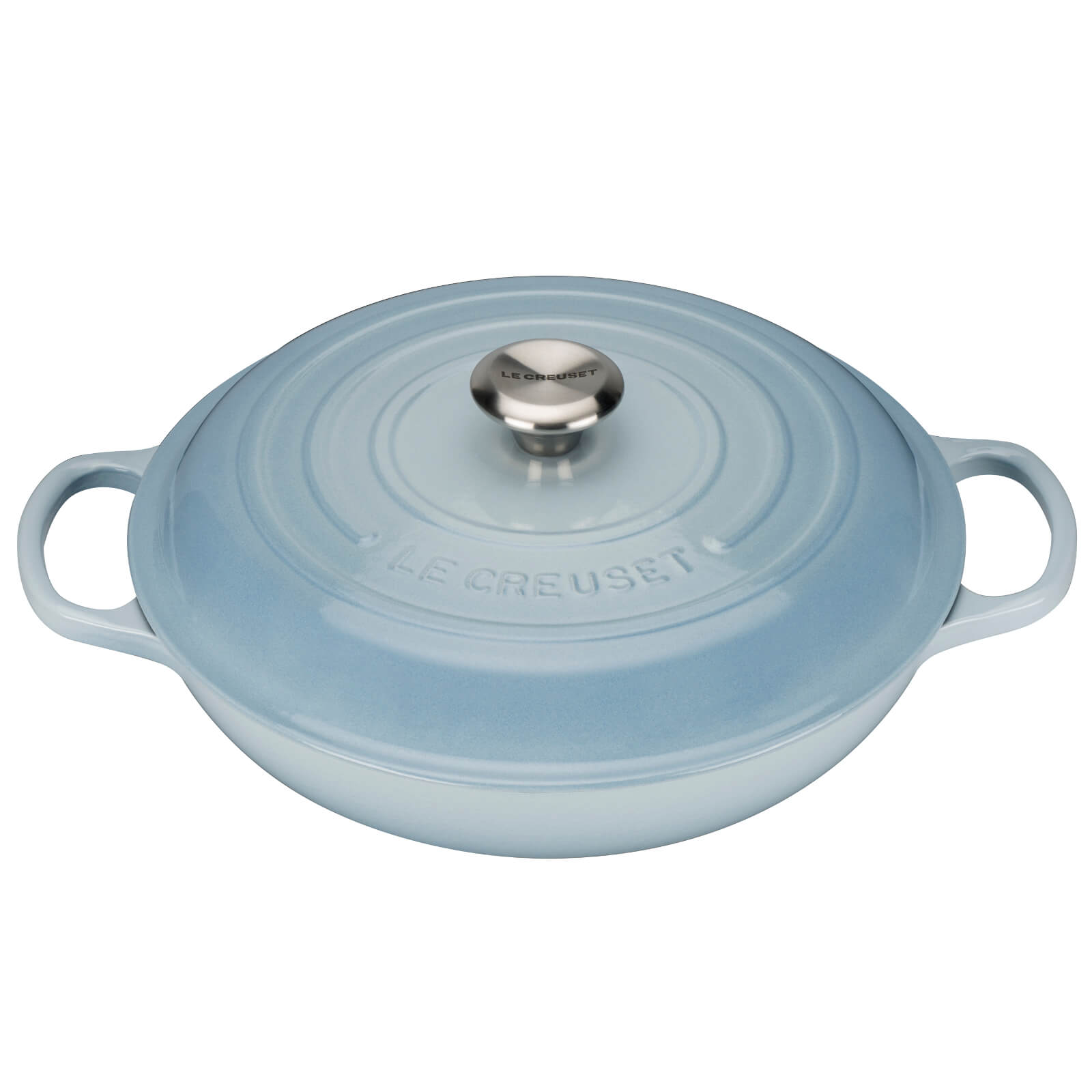 Le Creuset Homeware Cookware At Coggles Le Creuset Signature Cast Iron 26cm Shallow Casserole Dish 2l Coastal Blue