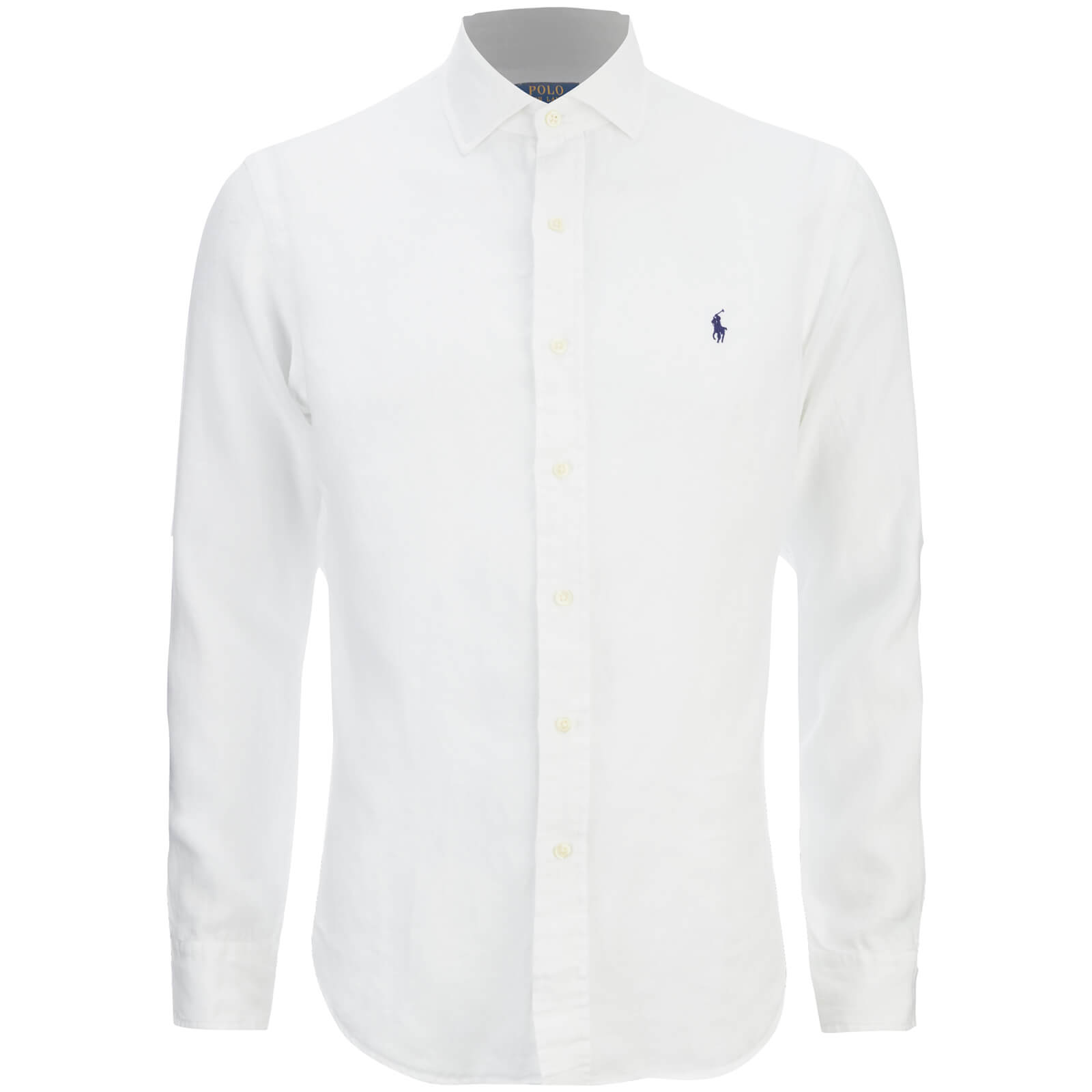 Polo Ralph Lauren Men\u0027s Slim Fit Long Sleeve Linen Shirt - White - Free UK  Delivery over 50