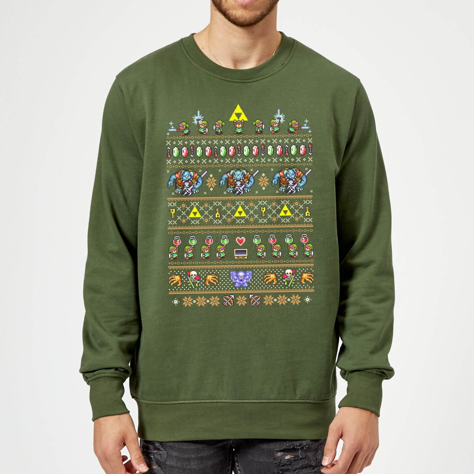 Pull de Noël Homme Nintendo The Legend Of Zelda Rétro - Vert | My Geek Box