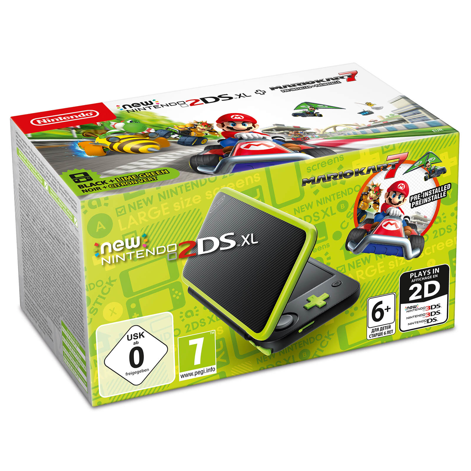 New Nintendo 2DS XL Black and Lime 