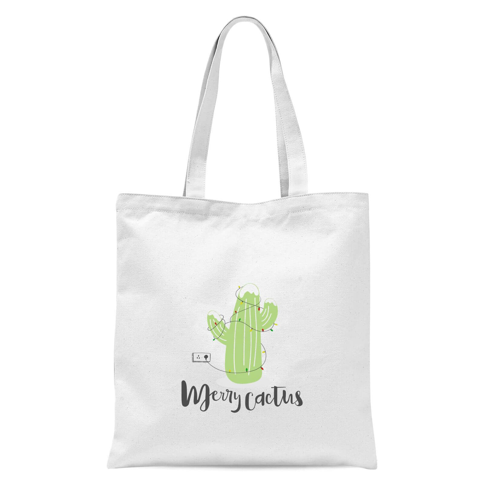 Merry Cactus Tote Bag - White - IWOOT UK
