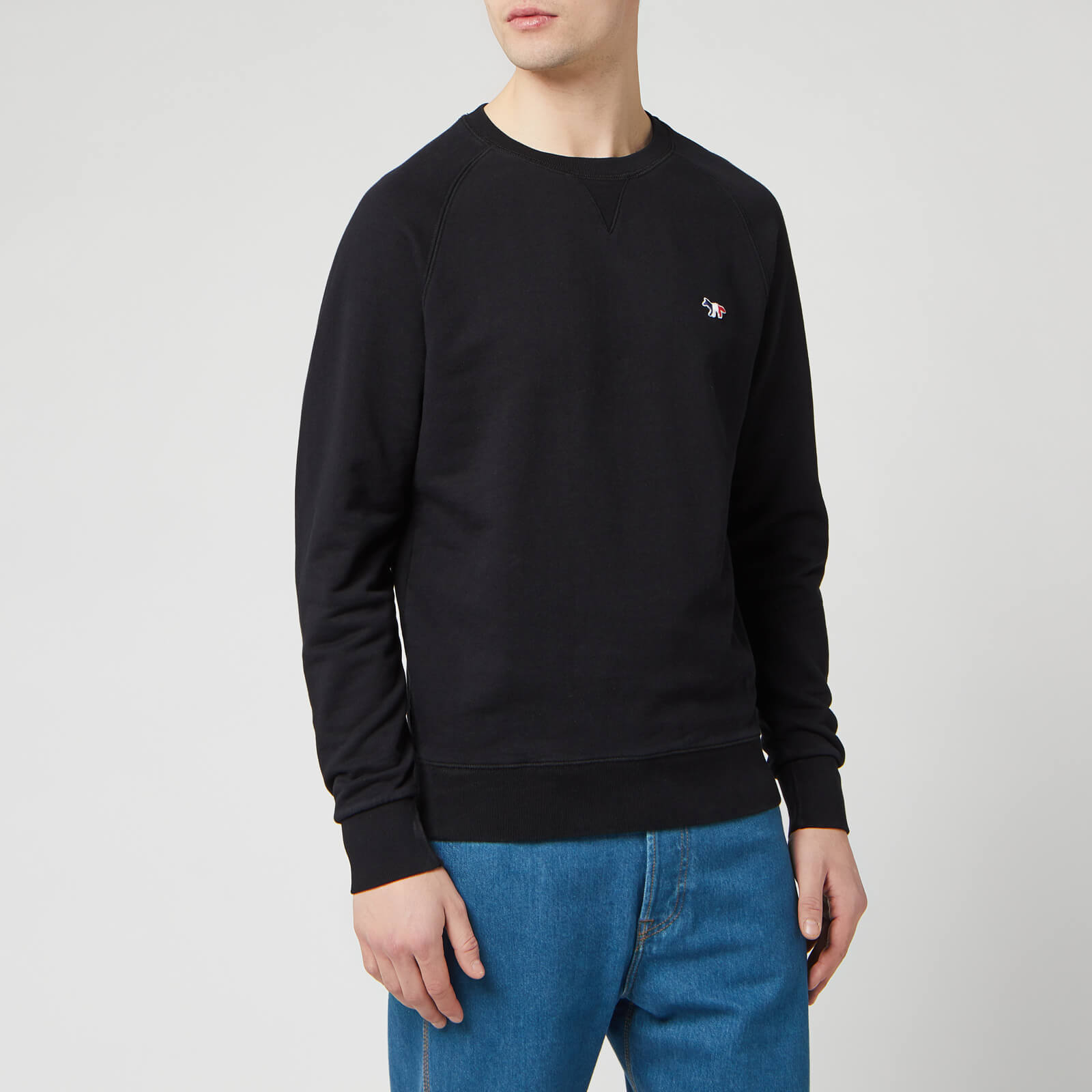 maison kitsune tricolor fox patch sweatshirt