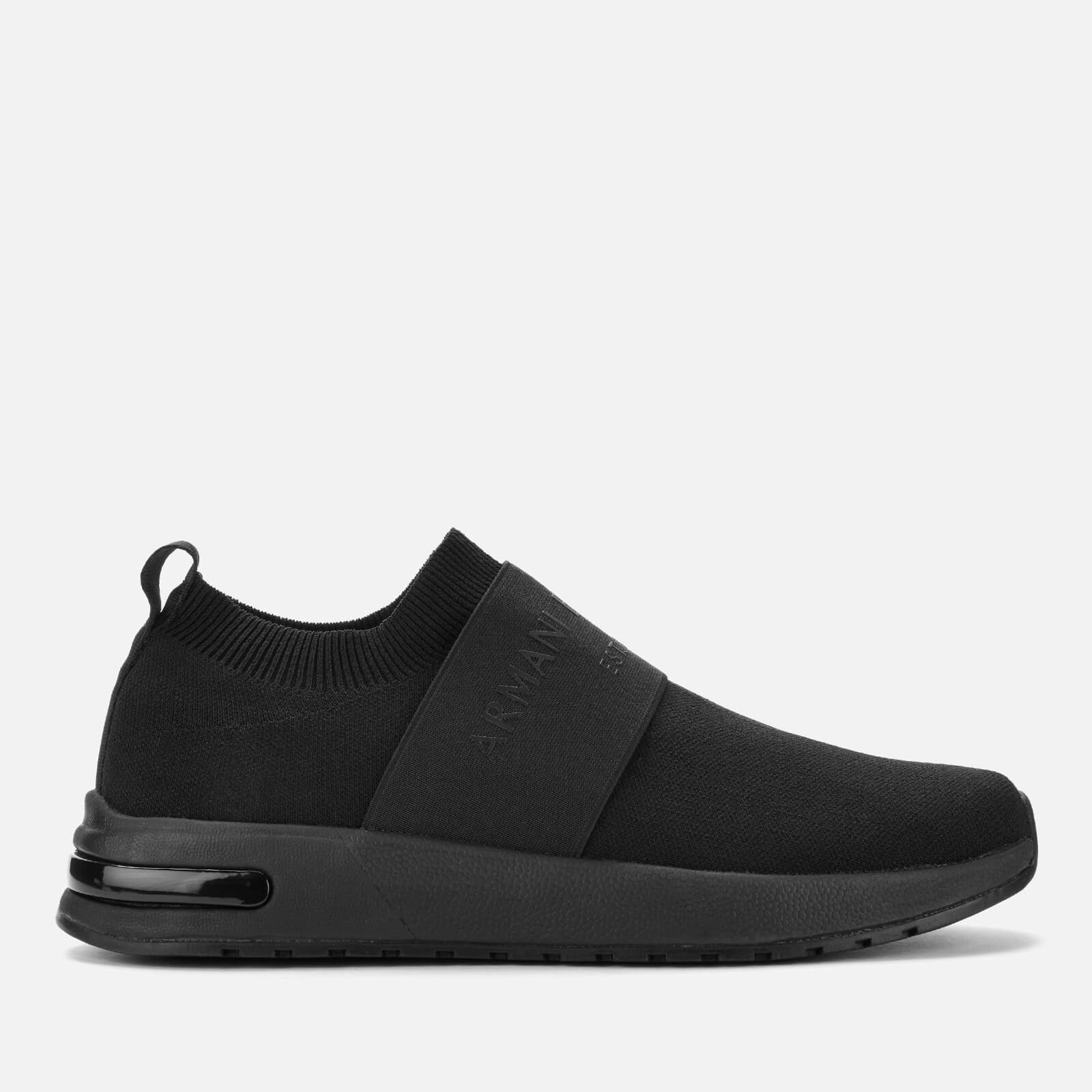 black knitted slip on trainers