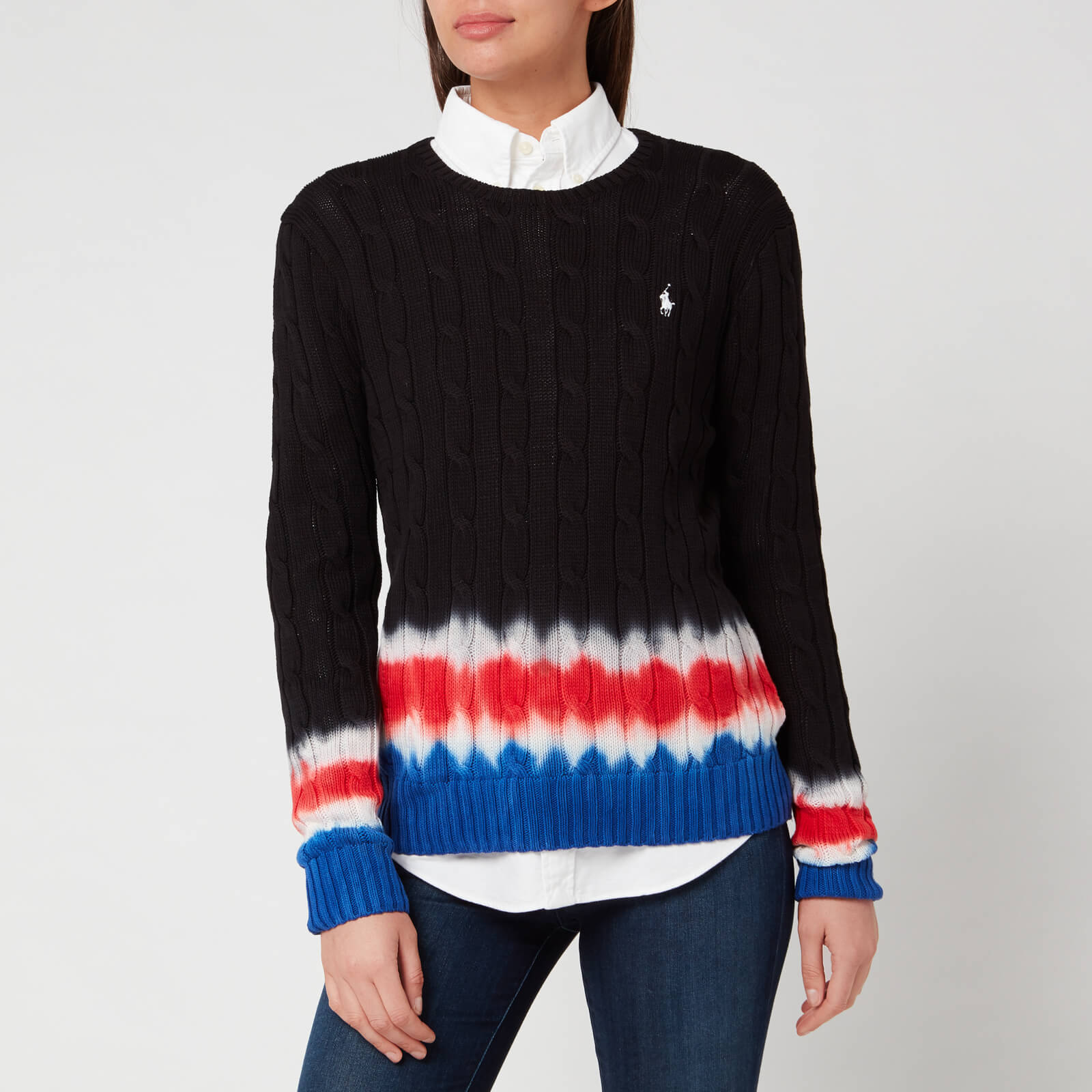 ralph lauren tie dye cable knit sweater