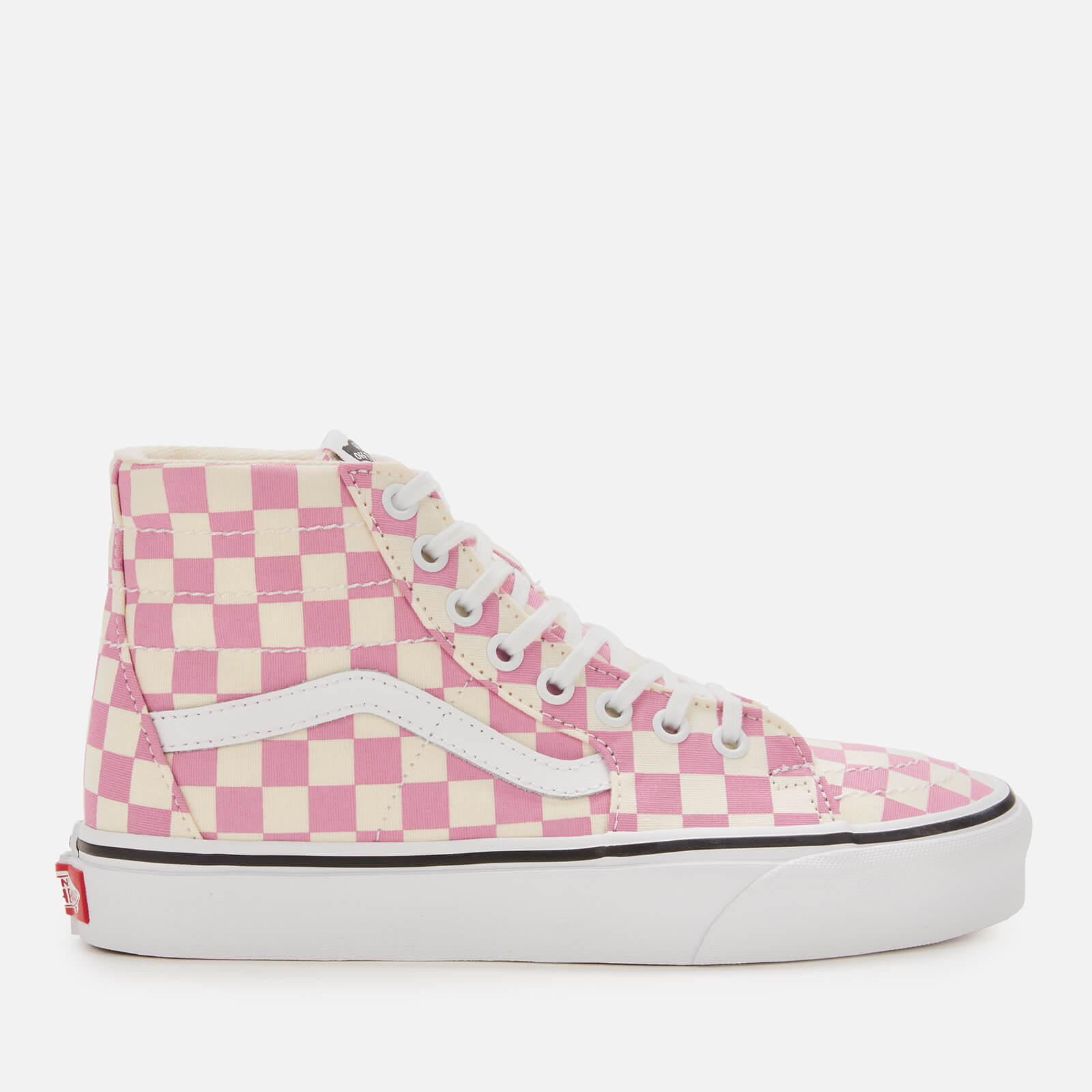 pink and white vans high top