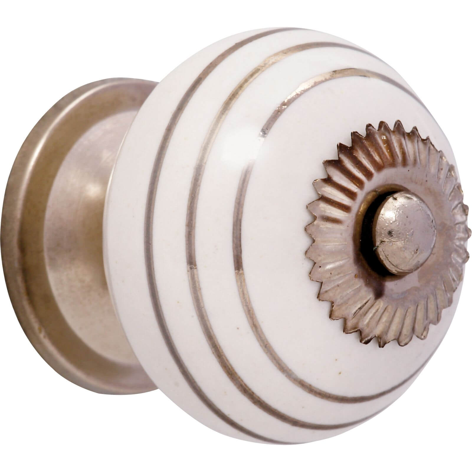 Swirl Ceramic Knob Silver and White Homebase