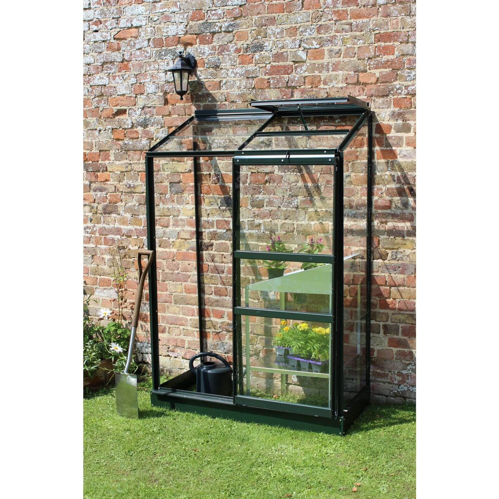 Halls Wall Garden 24 Aluminium Greenhouse with Horticultural Glass