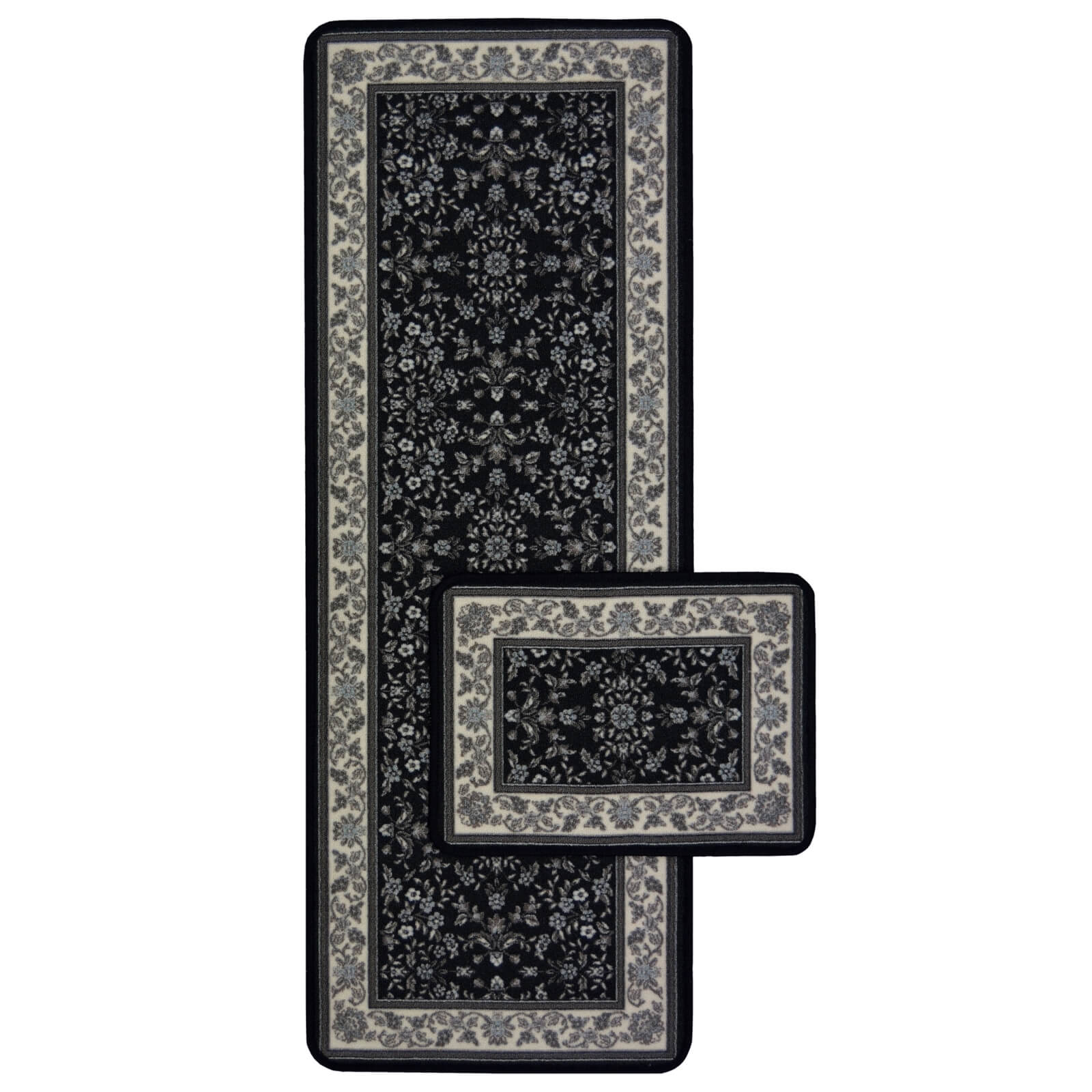 Traditional Runner Pack Black Rug 57 x 230cm Homebase