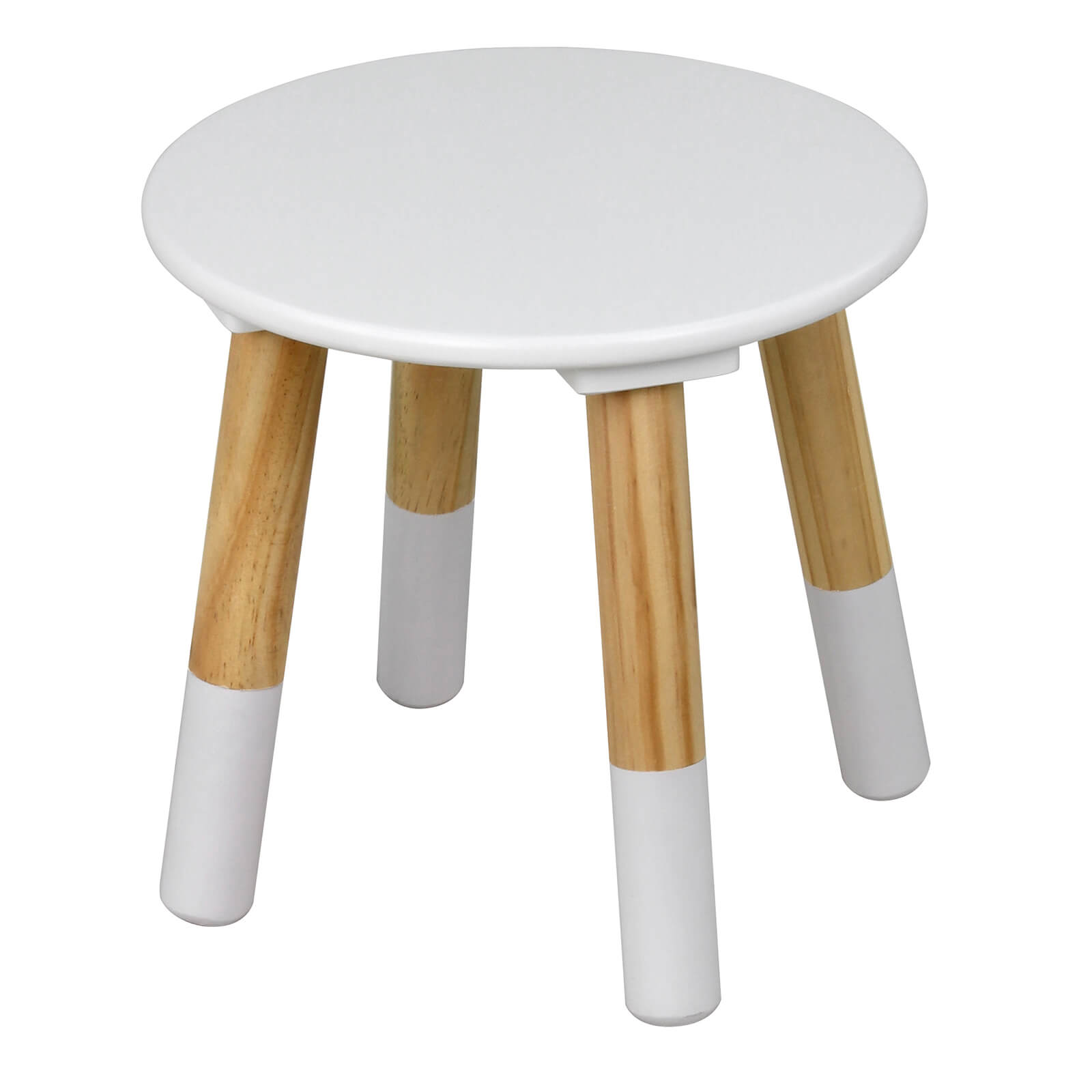 Kids Round Stool White and Oak Homebase