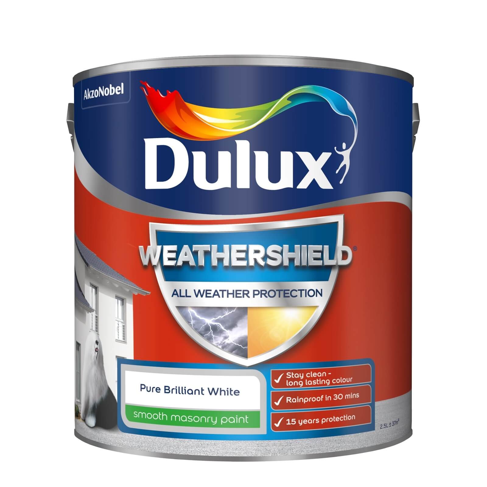 Dulux Weathershield All Weather Smooth Masonry Paint Pure Brilliant