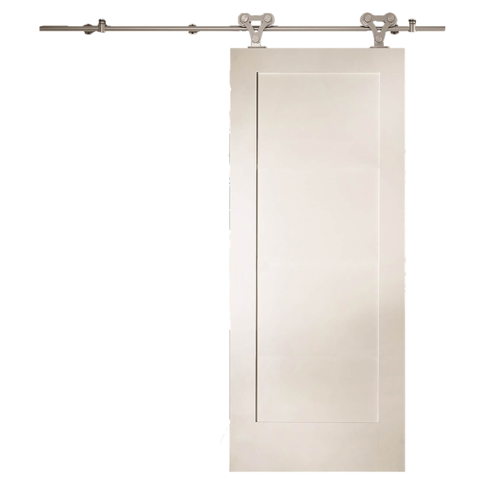 Cottage White Primed FLB Sliding Barn Door with Elegant Track 2073 x