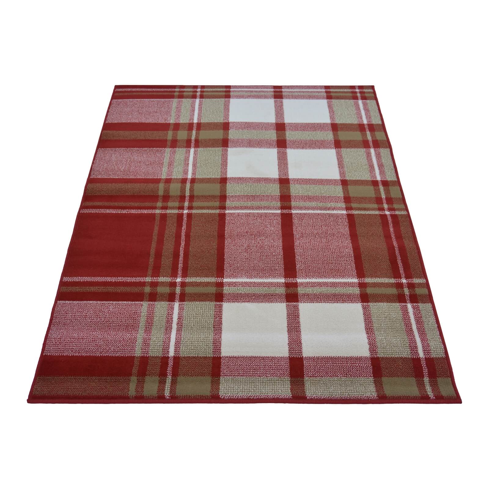 Maestro Tartan Red Rug 120 x 170cm Homebase