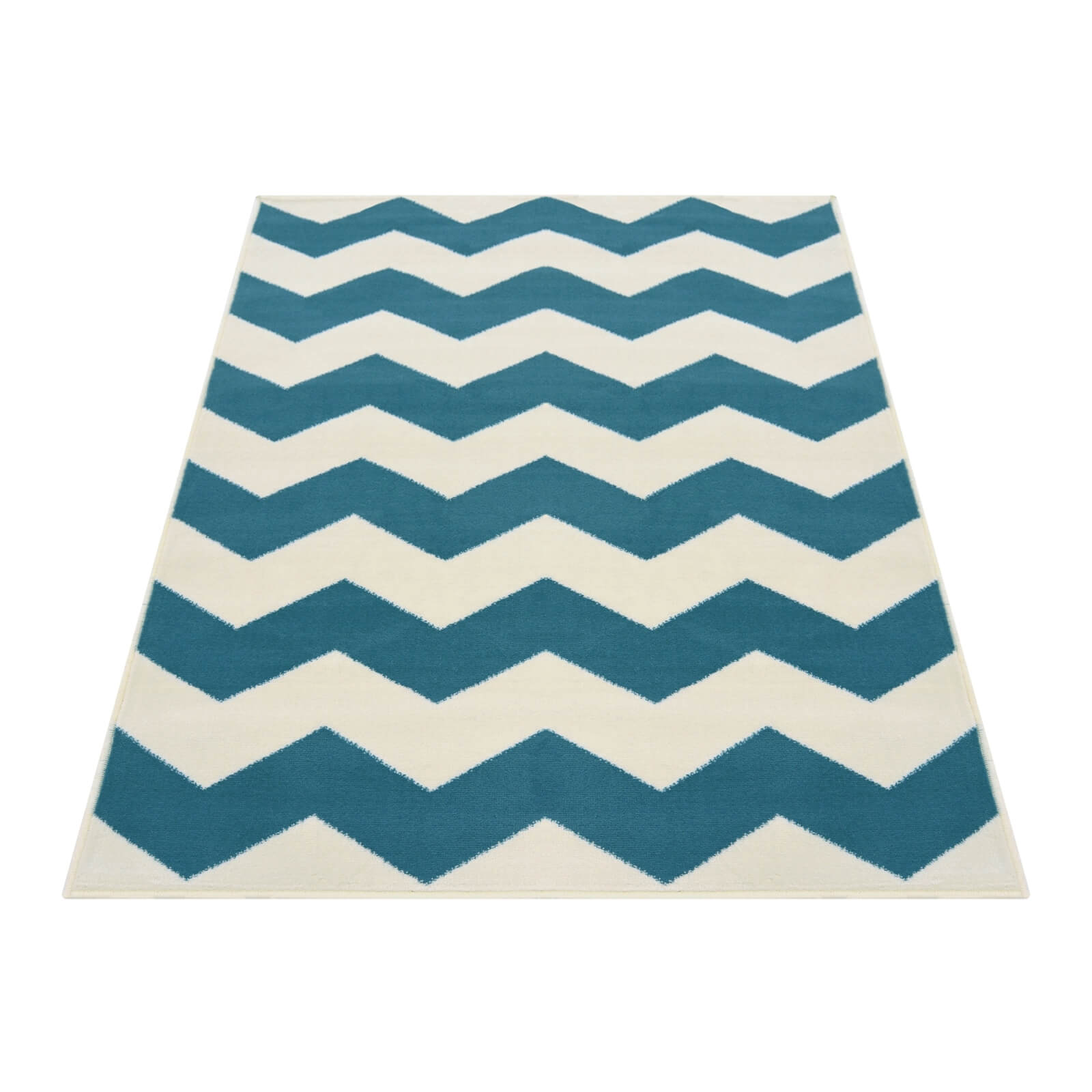 Maestro Chevron Teal Rug 160 x 230cm Homebase