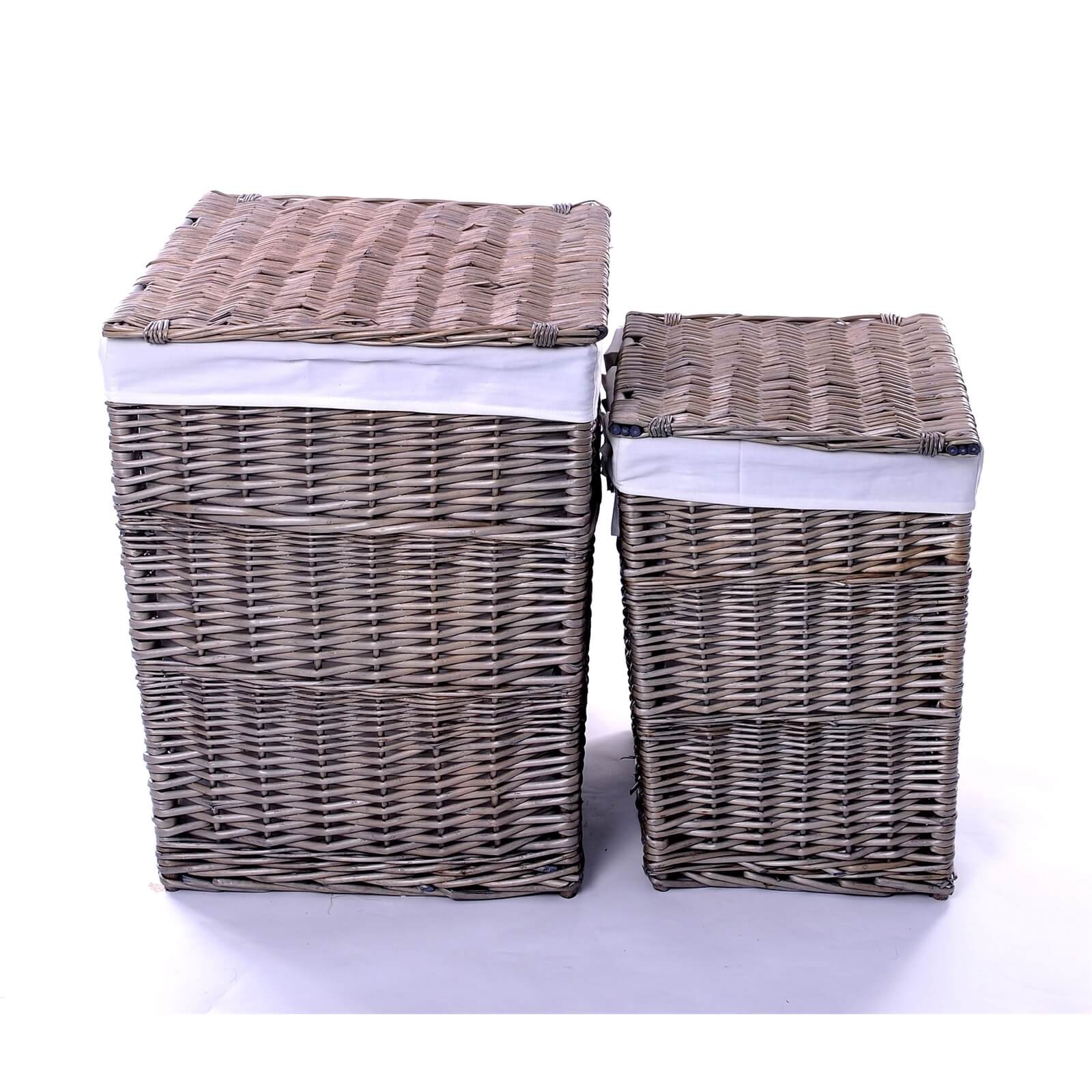 Square Wicker Laundry Baskets Set of 2 Homebase
