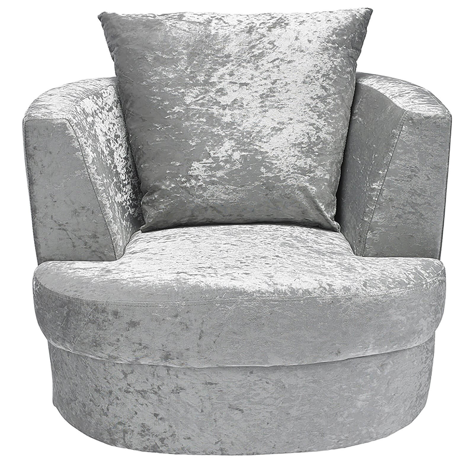 Bliss Small Swivel Chair Silver Homebase Refreshing and fun, the jetsom swivel seashell club chair features linen upholstery in a beachy print that blends powell company.