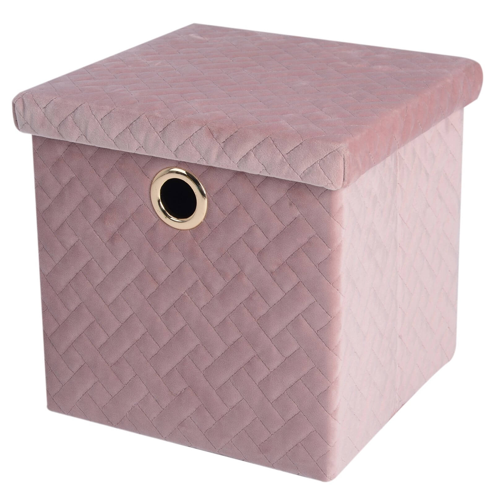 Velvet Quilted Storage Box with Lid Blush Homebase