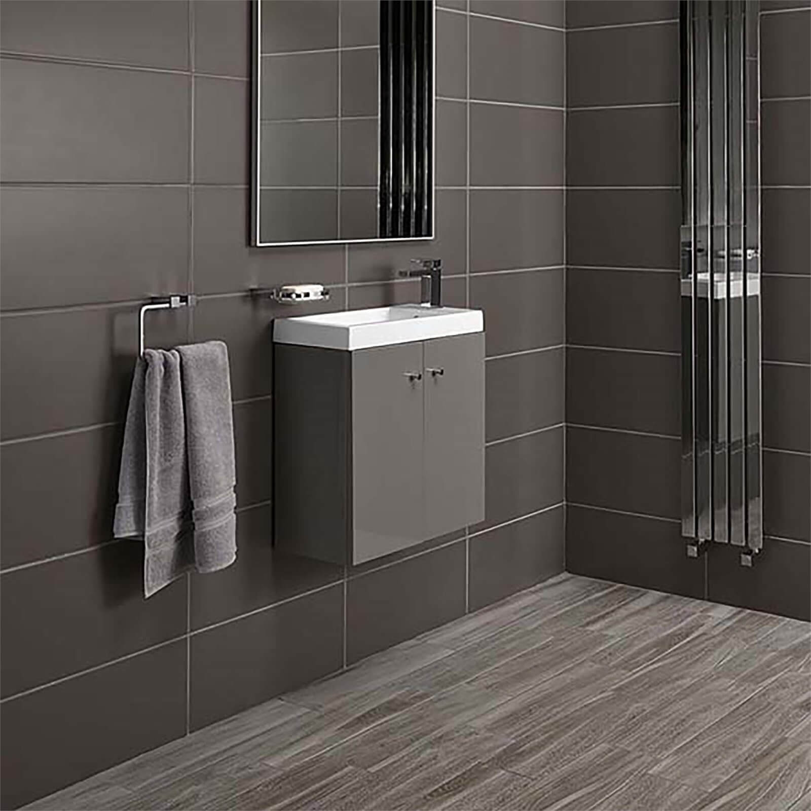 Bathstore Alpine Duo 495mm Basin and Wall Hung Vanity Unit Gloss Grey
