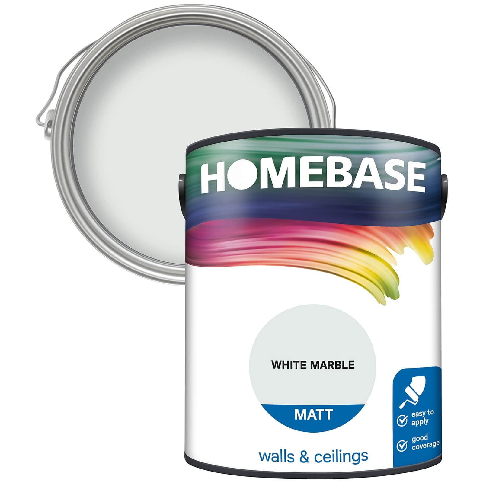 Homebase Matt Paint White Marble 5L Homebase