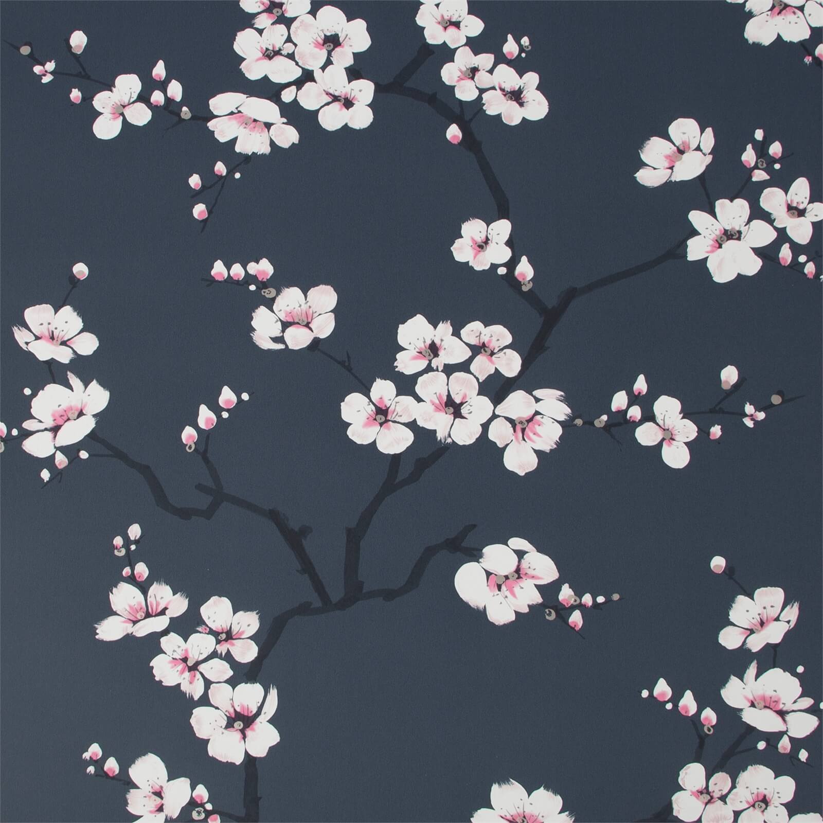Fresco Apple Blossom Navy Wallpaper Homebase We have added a new type of wallpaper, peel and stick, which is much easier for you to apply to your wall. fresco apple blossom navy wallpaper