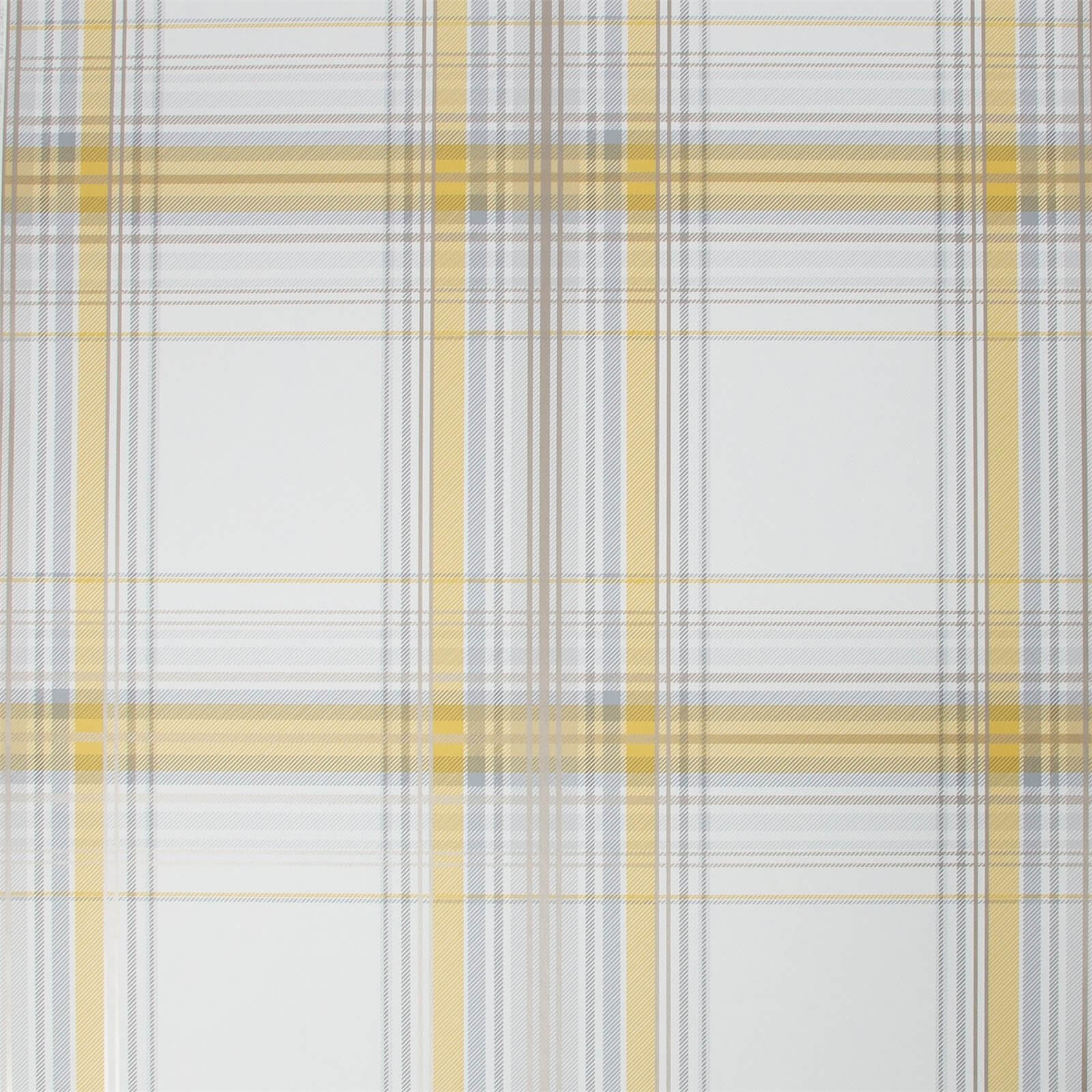 Fresco Iona Check Ochre Wallpaper Homebase