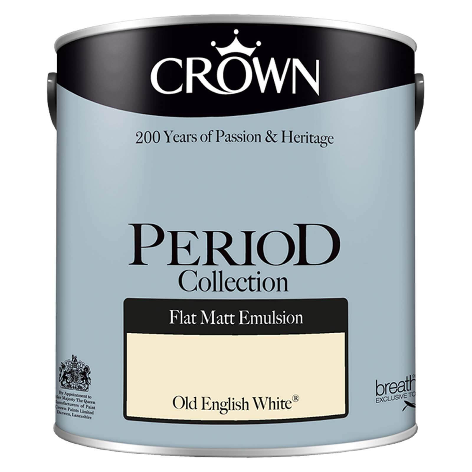 Crown Period Collection Old English White Flat Matt Paint 2.5L Homebase
