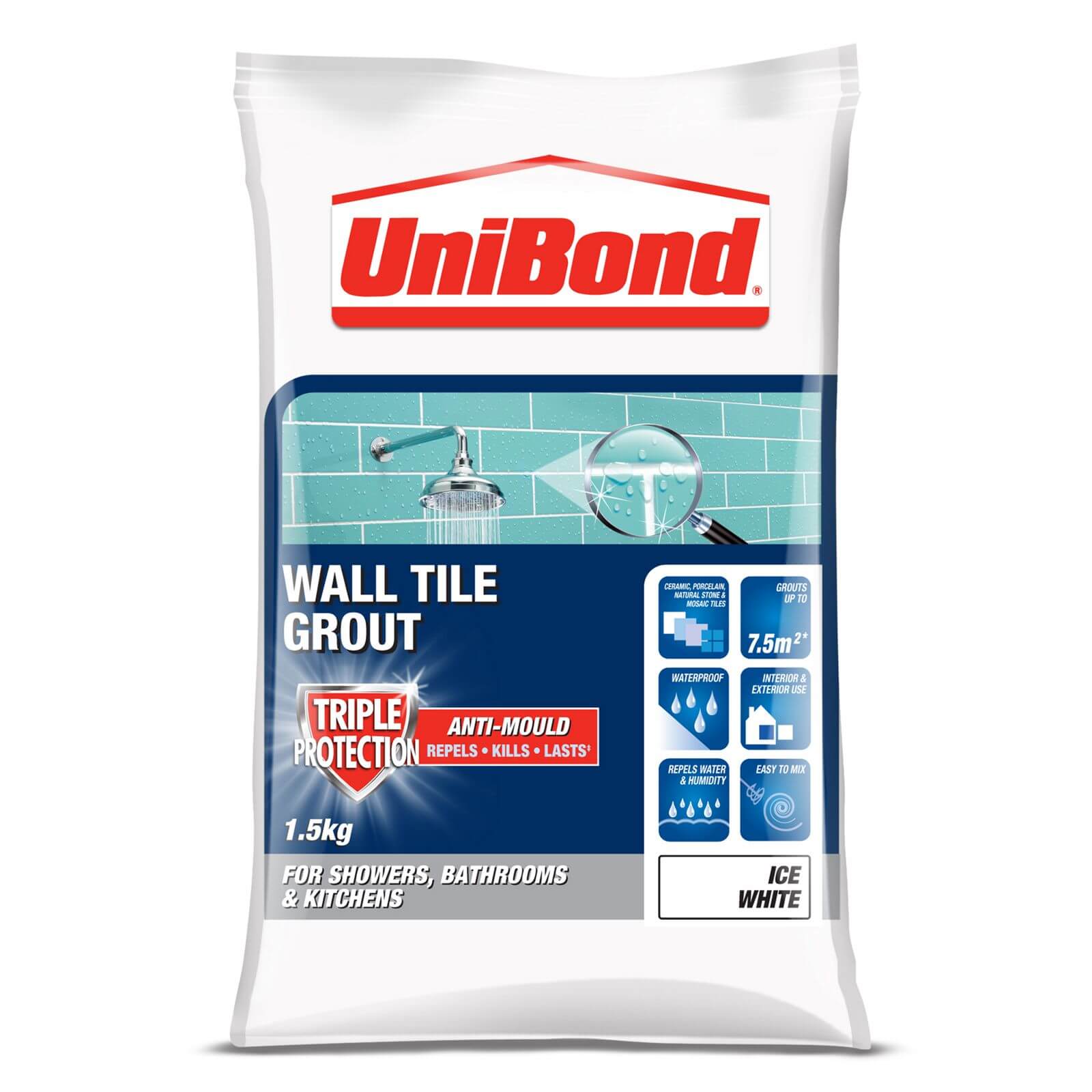 UniBond Anti Mould Grout White 1.5Kg Homebase