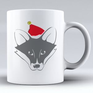 Fox with Santa Hat Ceramic Mug