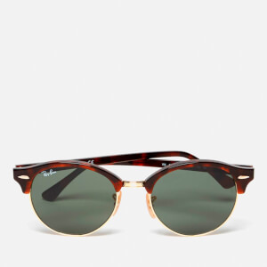 Ray-Ban Clubround Flat Lenses Half Metal Frame Sunglasses - Red Havana