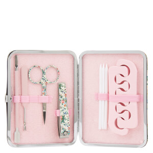 Estuche de pedicura de The Vintage Cosmetics Company - Satén rosa/floral