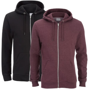 Smith & Jones Men's Gridiron 2 Pack Zip Through Hoody - Black/Burgundy