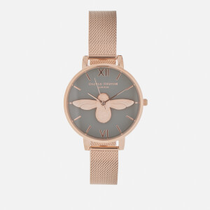 Olivia Burton Women's Big Moulded Bee Watch - Rose Gold Mesh