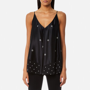 T by Alexander Wang Women's Sleeveless V-Neck Trapeze Shirt - Black/Bone Print