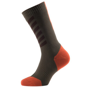 Sealskinz MTB Mid Mid Socks with Hydrostop - Olive/Orange