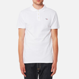 Maison Kitsuné Men's Tricolor Fox Patch Polo Shirt - White