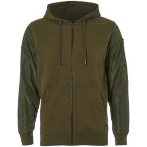 Dissident Men's Devo Contrast Sleeve Zip Through Hoody - Green