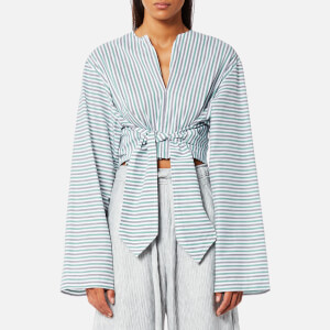 House of Sunny Women's Wrangler Shirt with Tie Front - Stripe