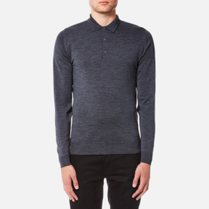 John Smedley Men's Belper 30 Gauge Merino Long Sleeve Polo Shirt - Charcoal