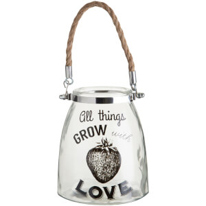 All Things Grow Glass Lantern - Rope Handle