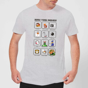 Nintendo Super Mario Know Your Enemies Men's T-Shirt - Grey