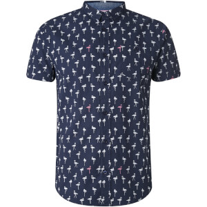 Brave Soul Men's Braun Bird Print Short Sleeve Shirt - Navy