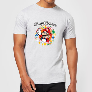 Nintendo® Super Mario Merry Christmas Wreath T-Shirt - Grau
