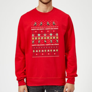 Nintendo Super Mario Happy Holidays The Good Guys Red Christmas Sweatshirt